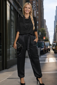 Conjunto Billion top y pantalón elástico, 5 colores, tallas (36-48)