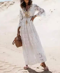 Mintlis women's cotton dress Menorca lace brocade rhinestones, sizes (36-42)