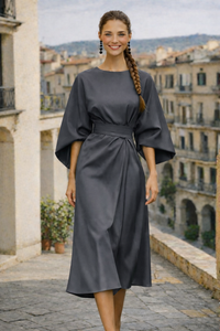 Vestido GRACE punto de algodón licra con fajín incluido, 4 colores tallas (36-48) (vídeo)