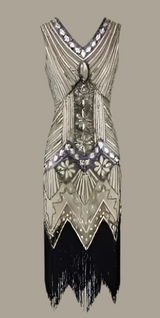 Vestido Charleston flecos pasamaneria hecho a mano en la India, 12 colores y 8 TALLAS GRANDES