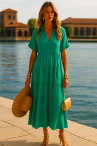 Vestido Amberes de algodón, 5 colores tallas (36-52)