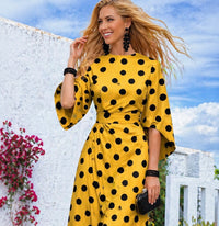 Vestido Yellow lunar punto algodón licra, tallas (34-52) video