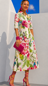 Vestido Rosalía Midi algodón camisero estampado, tallas (36-50) vídeo