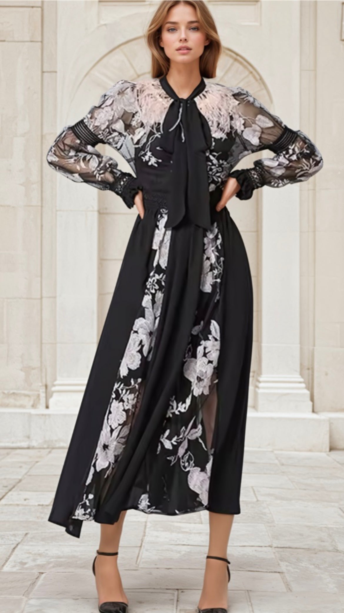 Mintlis print, chiffon Napoli dress, 6 sizes