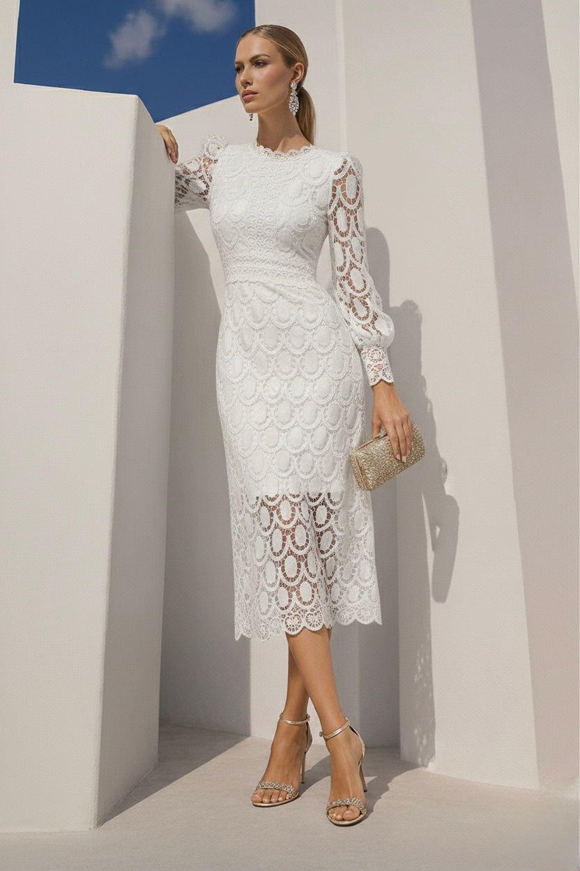 Dominica dress, embroidered and lined, 5 colors, sizes (36-48) (video)