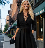 Madonna cotton dress with elasticated back waist, 3 solid colors, sizes (36-52)