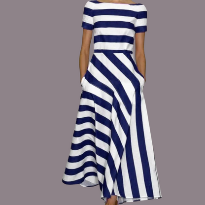 Venice striped dress with side pockets, 3 colors, 8 BIG SIZES