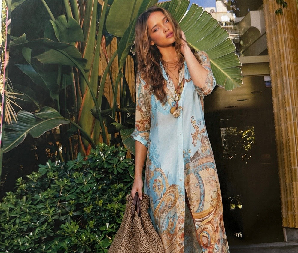 Gabriela chiffon wrap shirt dress, printed, sizes (34-48) video