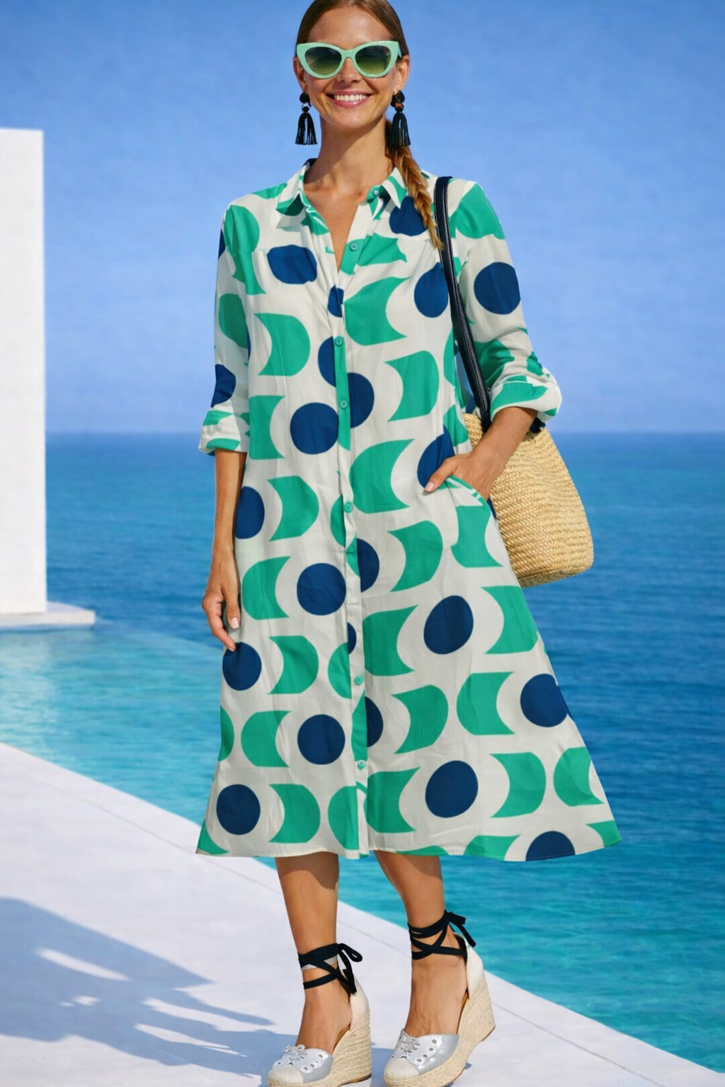 Vestido Candy camisero algodón bolsillos, 3 estampados tallas (36-50) (vídeo)