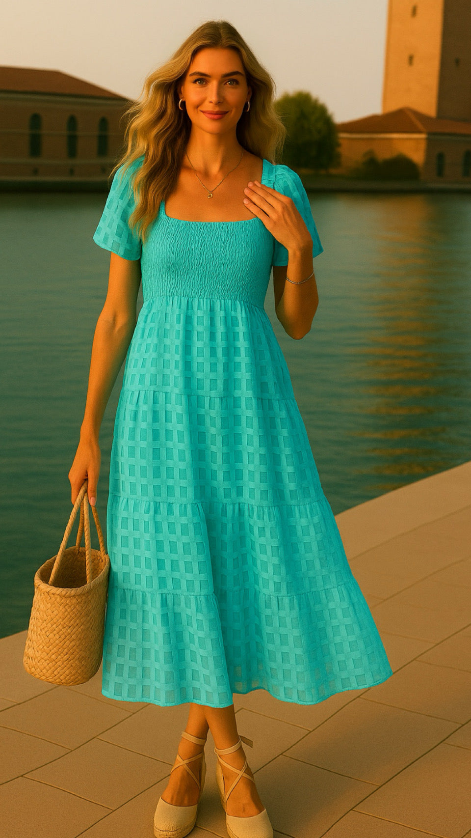 Elaine elastane stretch cotton honeycomb dress, 2 colours, 7 sizes (36-48)