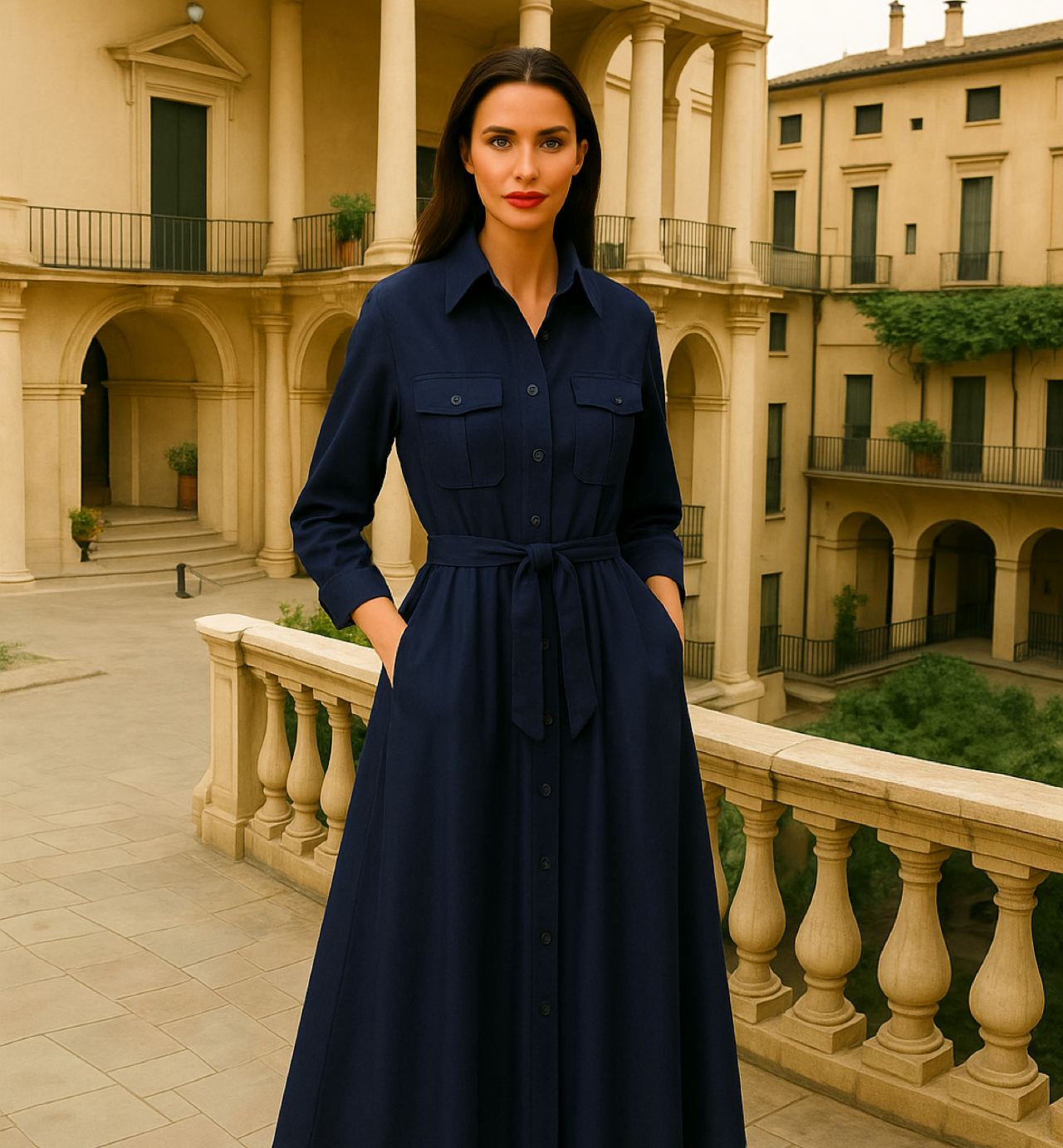 Vestido Anita camisero punto de algodón licra, 2 colores , tallas(36-50)