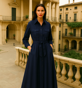 Vestido Anita camisero punto de algodón licra, 2 colores , tallas(36-50)