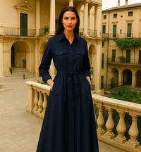 Vestido Anita camisero punto de algodón licra, 2 colores , tallas(36-50)