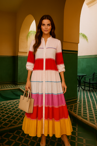 Vestido Penélope camisero multicolor de algodón, tallas (36-50)
