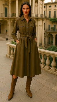 Vestido Anita camisero punto de algodón licra, 2 colores , tallas(36-50)