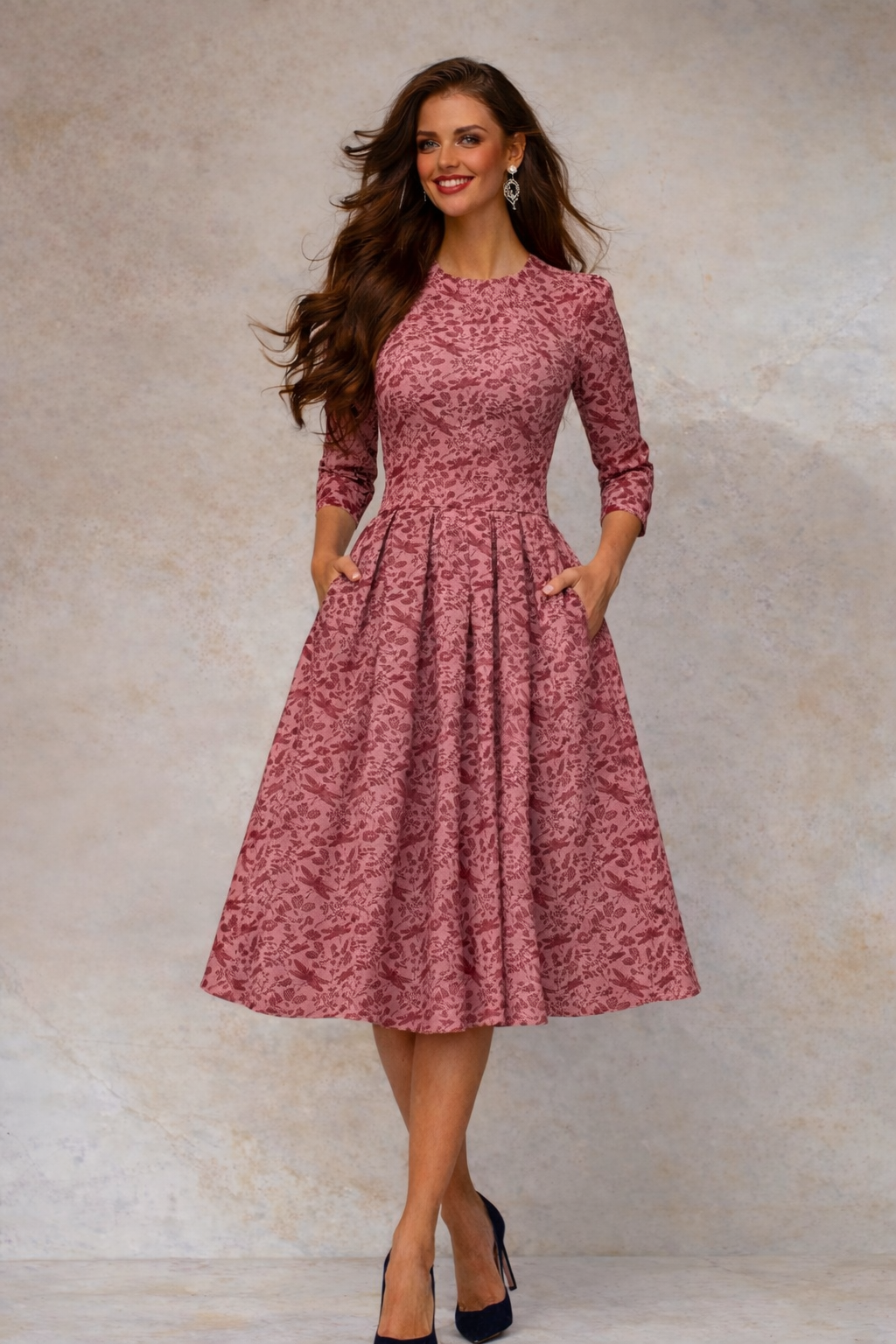 Vestido Anais de algodón y bolsillos incluido, 6 estampados, tallas (36-50)