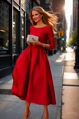 Vestido Dinastia, satén satinado licra elastane, 2 colores negro y rojo, tallas (36-48)