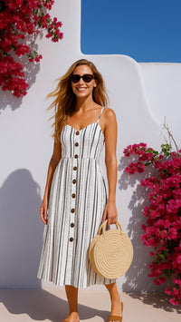 Vestido Lanzarote tirantes ajustables con bolsillos, 4 estampados, tallas ( 36-52)