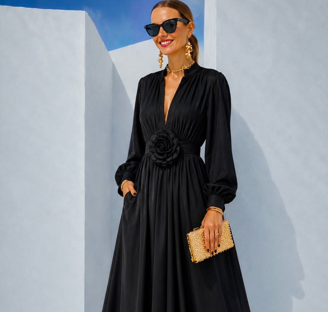 Chiffon Rose dress, 3 colors, sizes (36-46) video