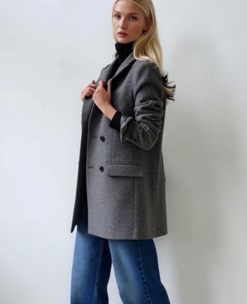 Blazer Pino, 100% lana espigas, 2 colores marrón y gris, tallas (36-46) alta calidad, made in Portugal