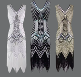 Vestido Charleston flecos pasamaneria hecho a mano en la India, 12 colores y 8 TALLAS GRANDES