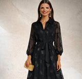 Vestido Night gasa patchwork forro, tallas (36-50) vídeo