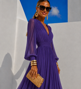 Vestido Mónaco seda natural plisada,tallas (34-48) vídeo