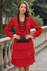 Vestido Camerón de gasa volantes, 4 colores, tallas (36-46)