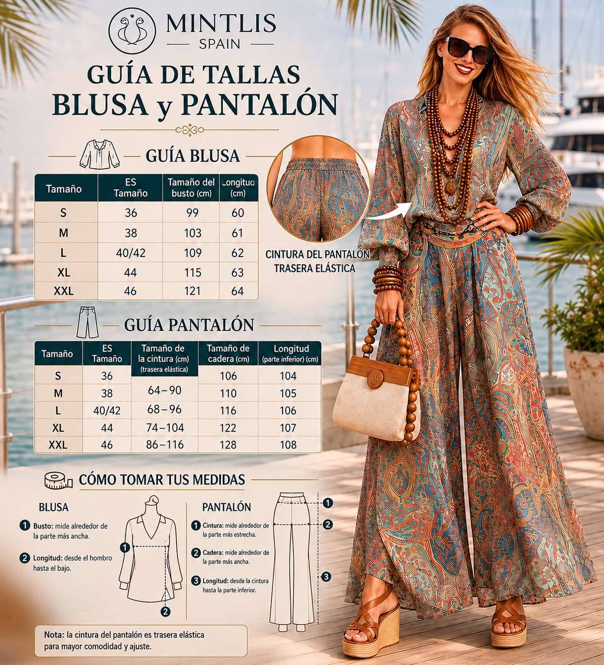 Conjunto 2 piezas Hamila chiffon blusa y pantalón, tallas (36-50) video