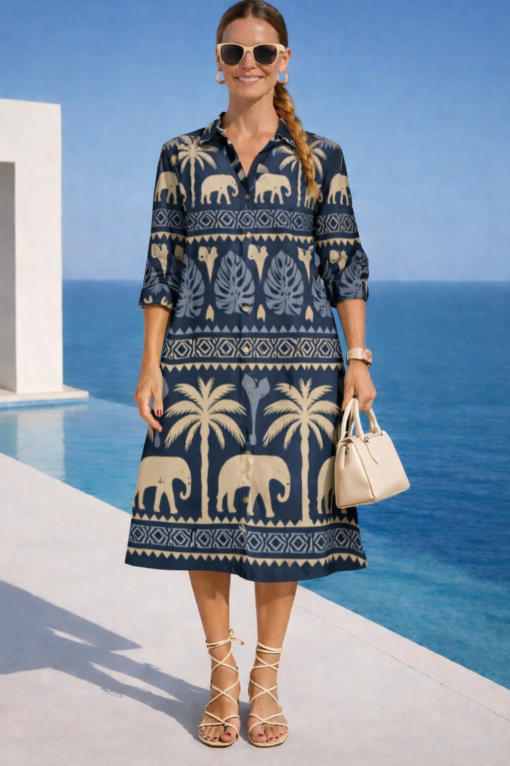 Vestido Salinas algodon camisero bolsillos, 4 estampados. tallas (36-50) (vídeo)