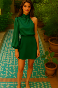 Chantalle party dress, satin, 6 colors, sizes (36-44)