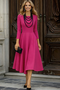 Silvia dress in cotton lycra elastane crepe with flared skirt, 3 colors, sizes (36-46)video
