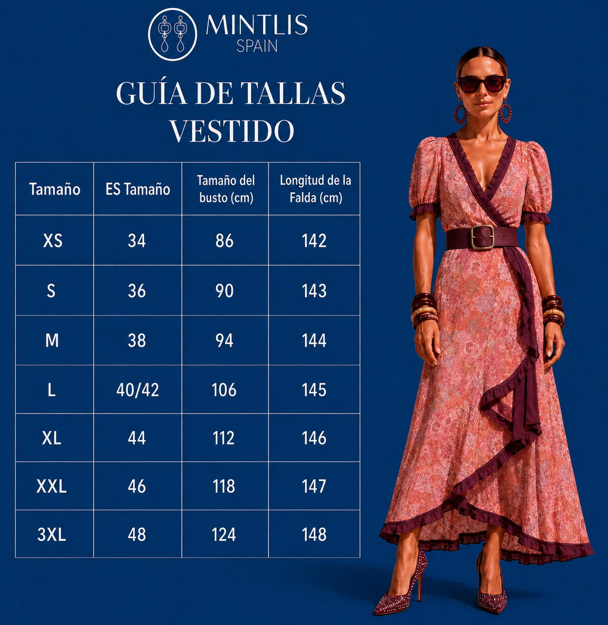 Vestido Dominica cruzado con cinturón incluido algodón, tallas (36-48)video