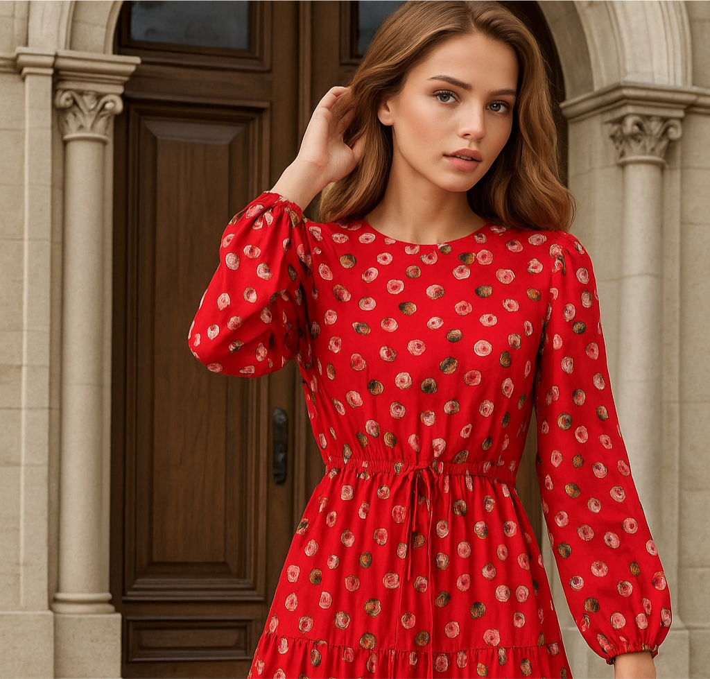 Mintlis  mujer, gasa y seda estampado, 2 colores, vestido Attraction, tallas (36-48)