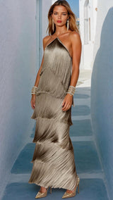 Cocktail Halter Neck Fringe Dress, 3 colors, sizes (36-44) video