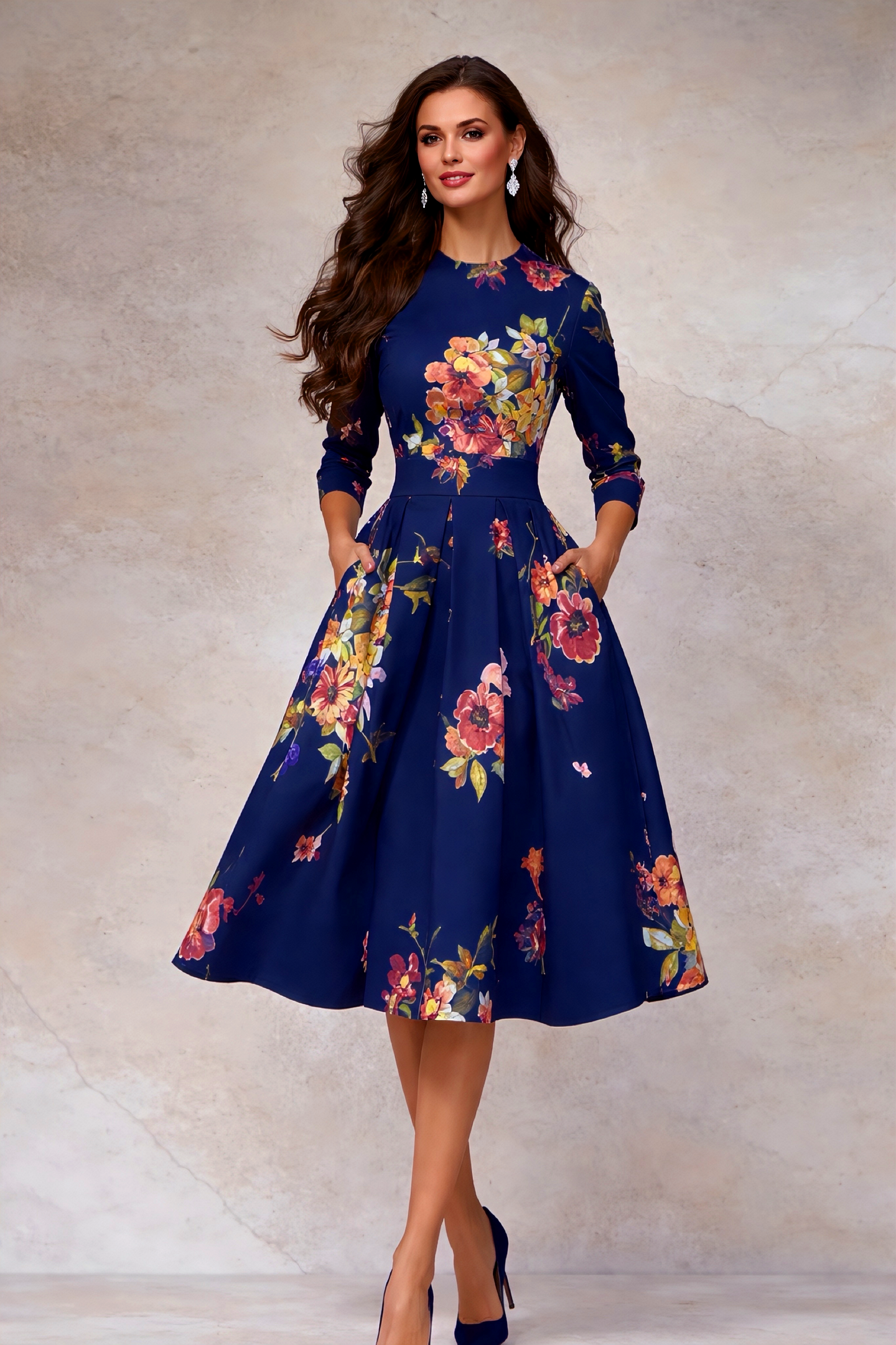 Vestido Anais de algodón y bolsillos incluido, 6 estampados, tallas (36-50)