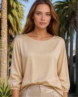 Tunica Gabriela satinada spandex, 5 colores, tallas (36-50)