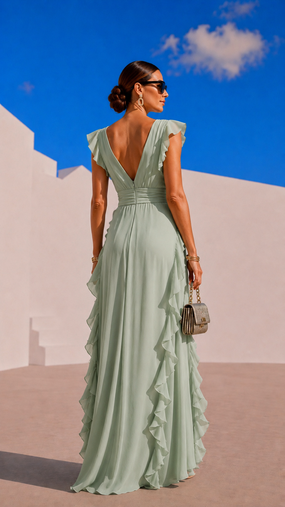 Vestido Amina chiffon gasa, tallas (34-50) vídeo