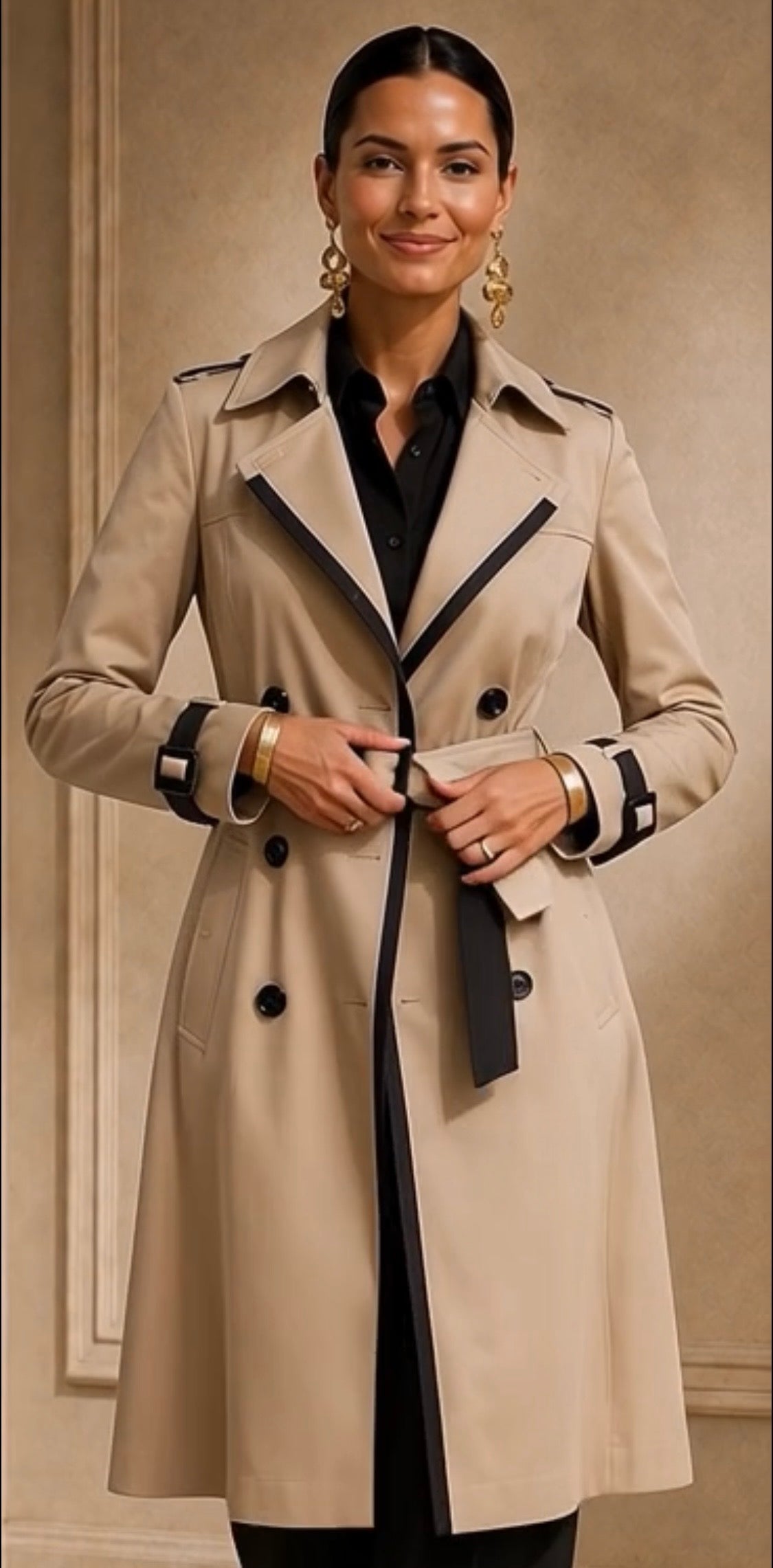 Trench Amori, marino y beige 2 colores, tallas (36-48) vídeo