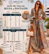 Conjunto Halima estampado 2 piezas blusa y pantalón de gasa viscosa cintura trasera elástica , tallas (34-52) vídeo