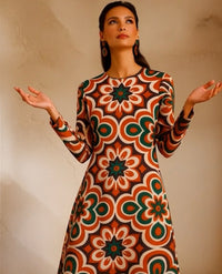 Vestido America MIDI algodón licra elastane sin arrugas estampado, tallas (36-50) quedan solo 39 unidades