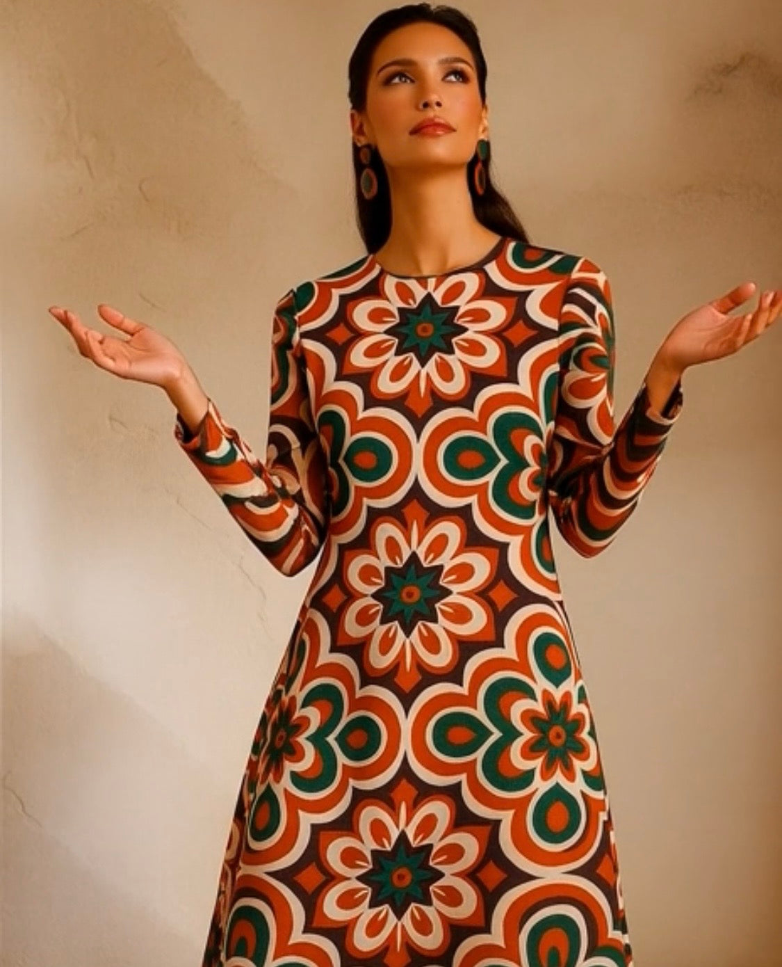 Vestido America MIDI algodón licra elastane sin arrugas estampado, tallas (36-50) quedan solo 39 unidades