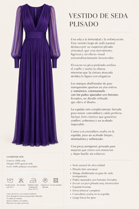 Vestido Mónaco seda natural plisada,tallas (34-48) vídeo