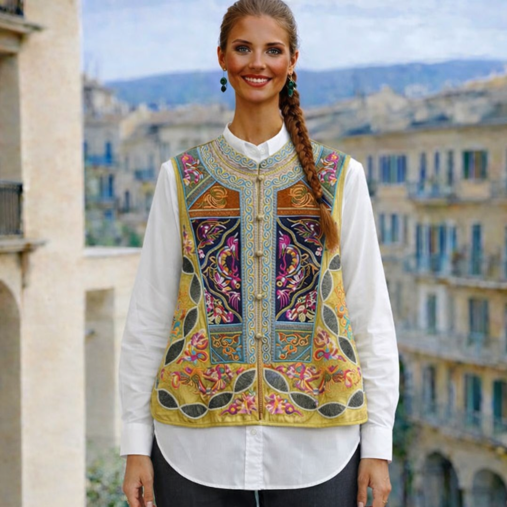 Florence Japanese embroidered vests, sizes (36-46) 4 colors