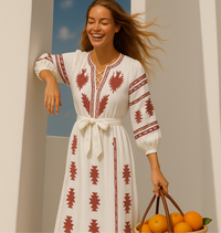 Vestido Isla de lino de algodón, 2 colores tallas (36-50)