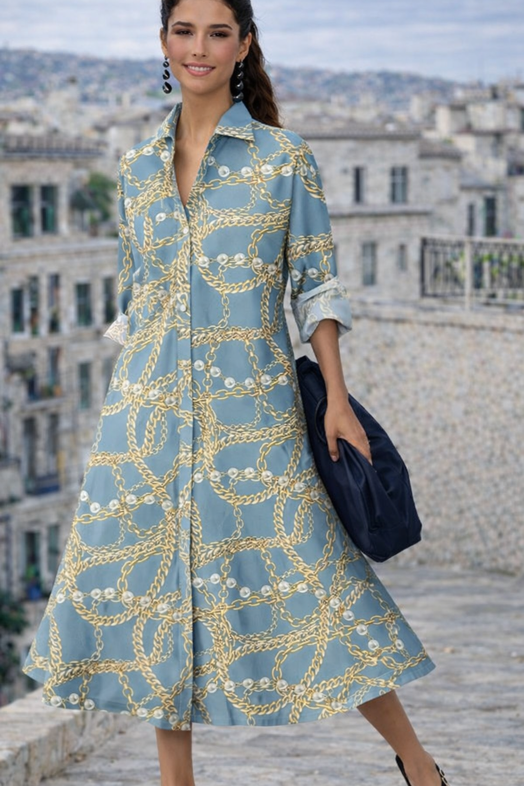 Vestido Loreto de algodón camisero, 3 estampado, tallas (36-52)