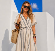 Vestido Cleopatra rayas, 2 colores, holgado, tallas (34-54)