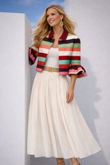 Falda Anja incluye cinturón , algodón satinada plisada, cintura elástica, 4 colores tallas (36-46)