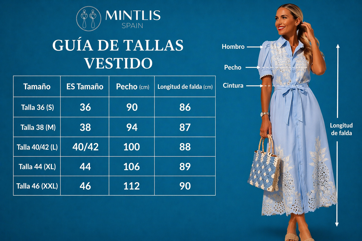 Vestido Mafalda camisero azul claro algodón bordado con fajín, tallas(36-46) vídeo