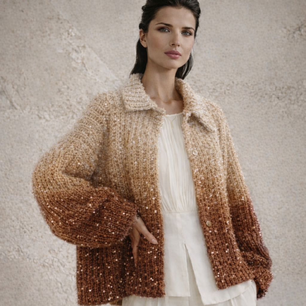 Sweater Glitter lentejuelas de punto strech, 3 colores, tallas (36-50)